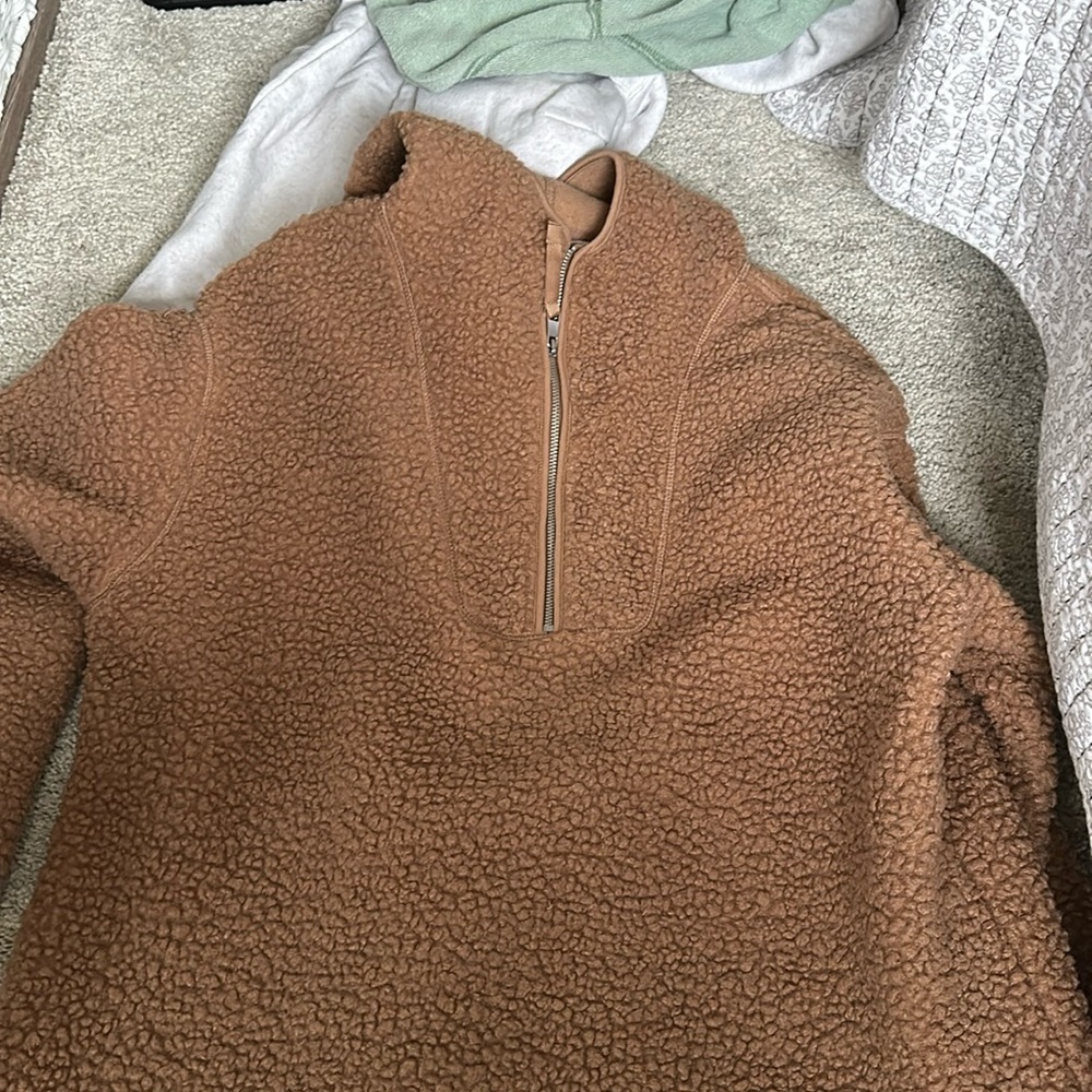 H and M hooded Sherpa, quarter zip
